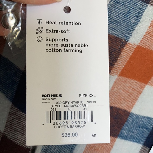 Relist 2/5 ❌Croft & barrow classic fit the extra soft flannel plaid shirt XXL - Picture 7 of 16